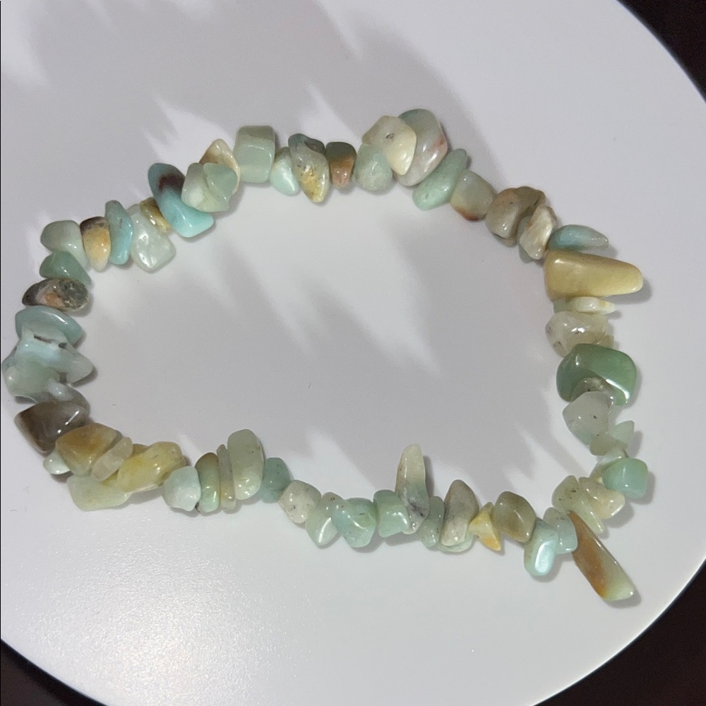 Natural Amazonite Chip Stretch Bracelet - Green Multicolor